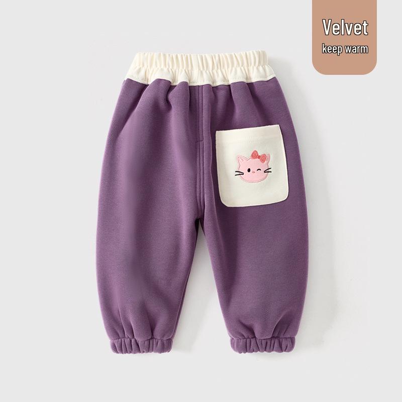 Warme Fleece-gefütterte Jogginghosen für Kinder - Herbst-/Winter-/Frühlingsstil, Dicke Outdoor-Schweißhosen für kleine und mittlere Kinder