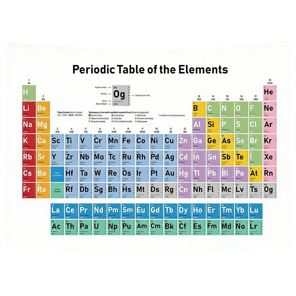 Periodic Table Chemistry Tapestry Science Wall Hanging Educational Art Decor for Dorm Room Home Study Room Wall Curtain