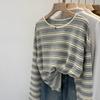 Pink striped sunscreen long-sleeved blouse t-shirt women's spring summer 2026 new relaxed lazy wind loose top