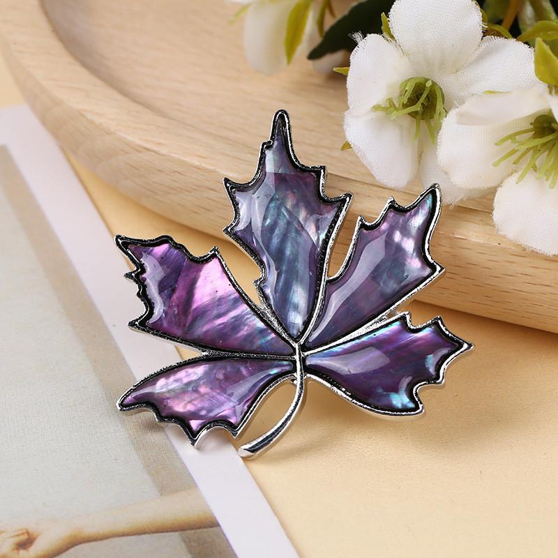 Creative Shell Leaf Brooch Pendant With Inlay For Women And Men