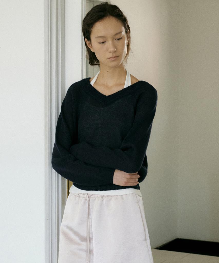 OCTETTE Paper Deep V-Neck Knit_2Color