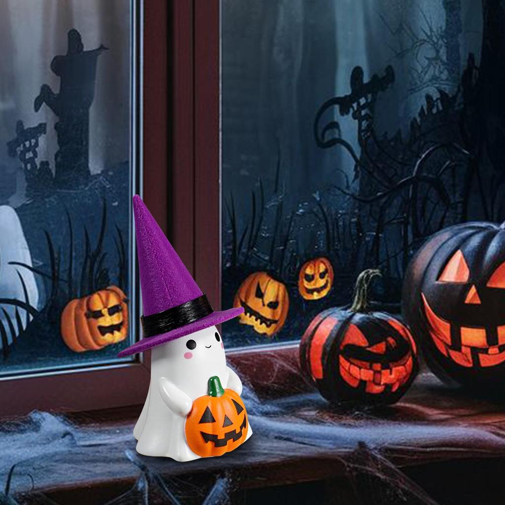 Ghost Light Up Decor Resin Halloween Ghost Decorations Indoor Cute Holiday Decoration Led Spooky Statue For Home Mantel Desk