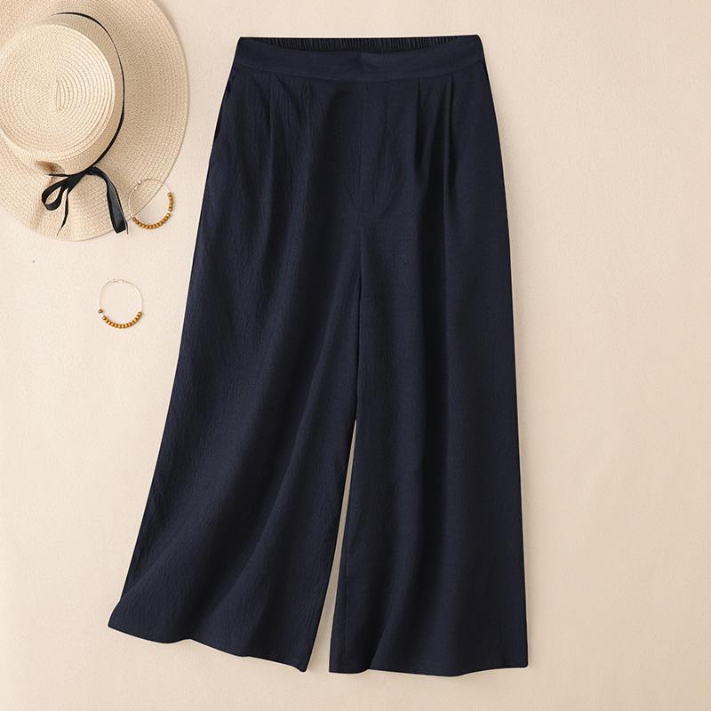 ZANZEA Women Casual Elastic Waist Loose Summer Capris Pants