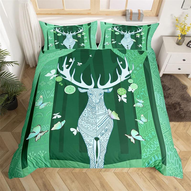 Deer Animal Duvet Cover Collection Twin Queen Size Butterfly Flowers Bedding Collection Microfiber Moon Galaxy Comforter Cover For Girls Teens