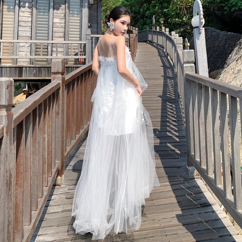 Mori Morning Robe Female Bride Super Fairy Korean Tube Top Light Wedding Dress Going Out Dress Travel Photo White Beautiful Engagement Dress