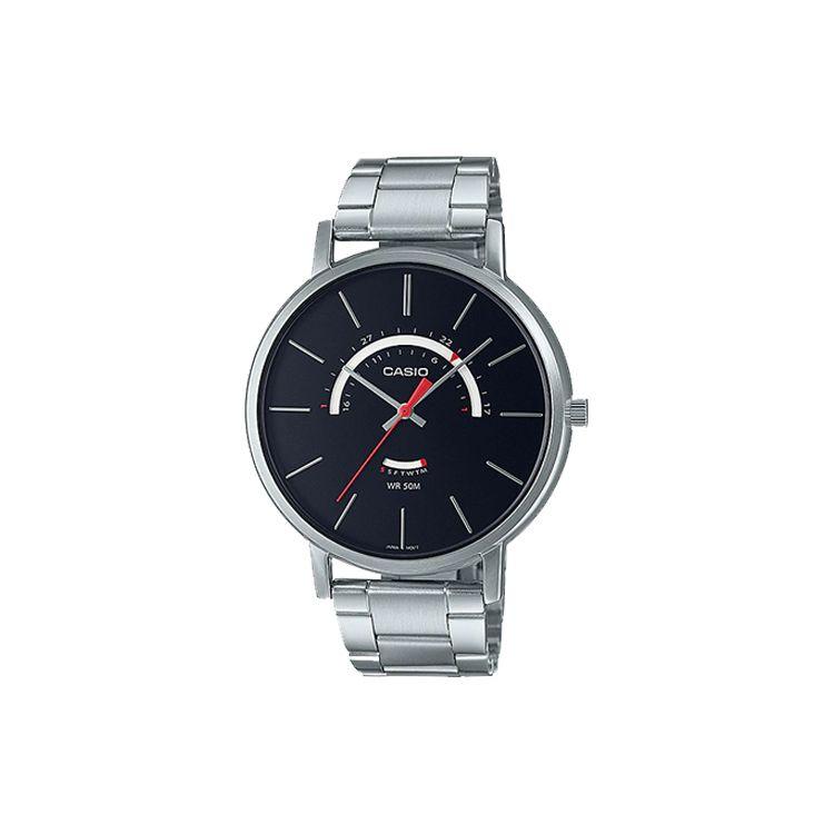 

Casio Standard Series Classic Minimalist Stylish 50M Waterproof Quartz Movement Stainless Steel Strap Men watches Black MTP-B105D-1AV Black Dial