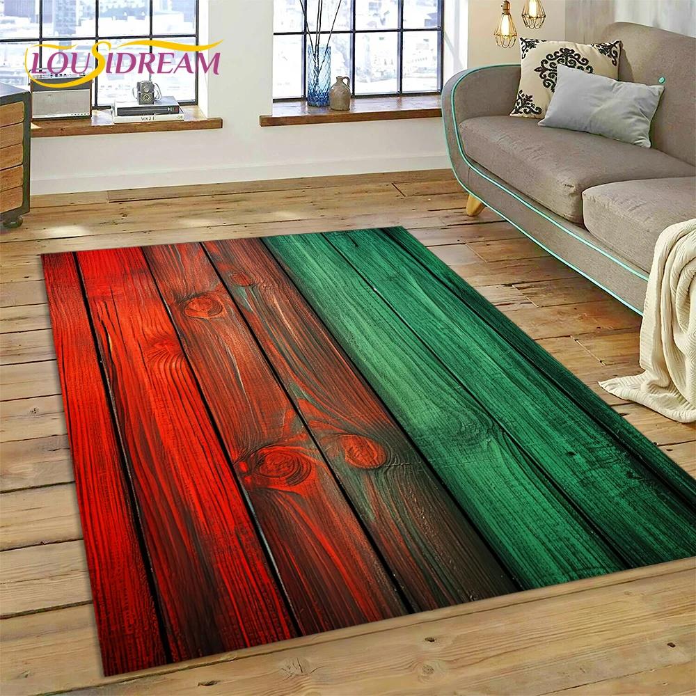 3D Bunt Holzmaserung Holz Kundenspezifischer Teppich Teppich für Wohnzimmer Schlafzimmer Dekor, Fußmatte Rutschfeste Dekoration für Sofa Fußmatte