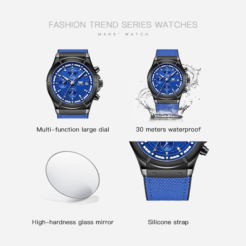 OPK 8193 Fashion Sport Men's Watch Waterproof Chronograph Dual Calendar Luminous Waterproof Quartz Man Wristwatch Original