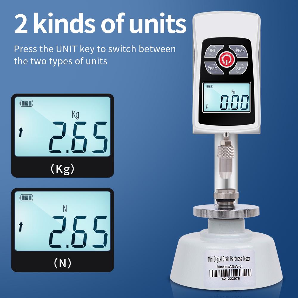 AGW-3 Mini Digital Grain Hardness Tester High Precision Grain  Penetrometer 20kg 196N Grain Durometer For Wheat Rice Soybean