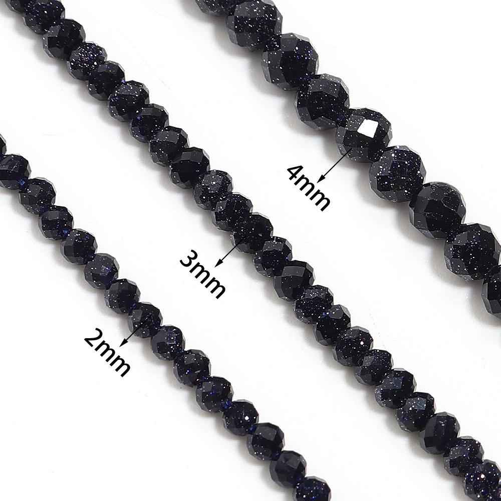 1 Strand 2 3 4mm Natural Blue SandStone Beads Faceted Loose Spacer Beads For Jewelry Making DIY Bracelet Necklace Accessories