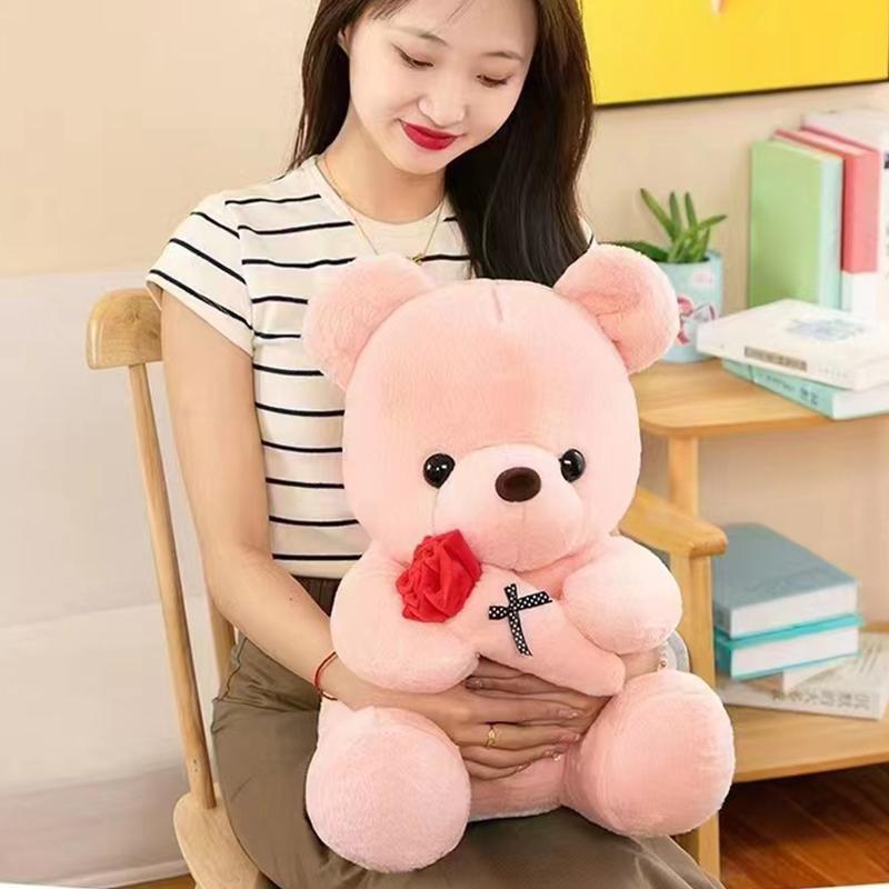 Valentines Gift Wedding Rose Bear Plush Toy 25cm Softly Stuffed for Sweet Moments