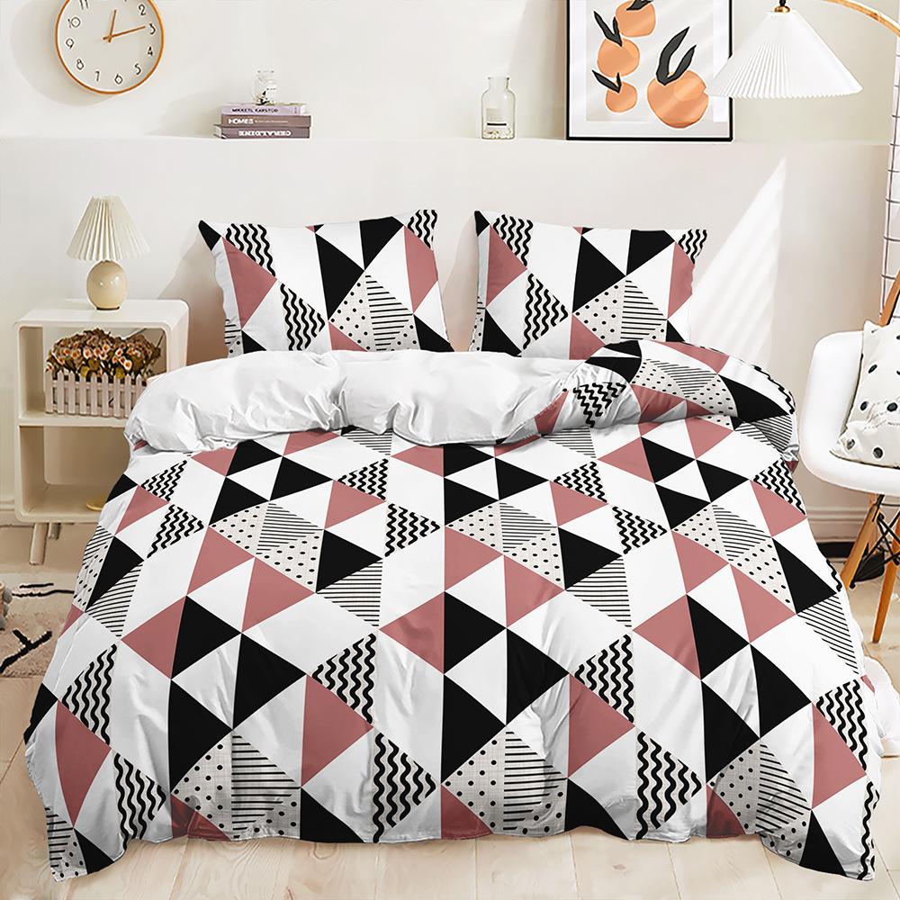 Quilt Cover Geometric Lines Simple Wind Digital Printing Three-Piece Bedding