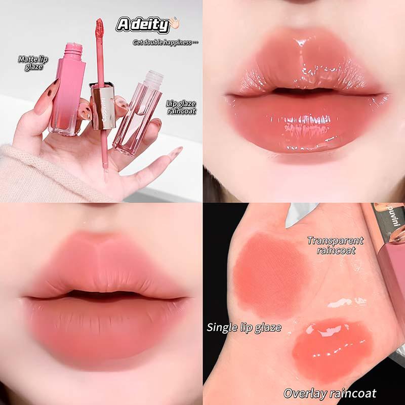 CAPPUVINI Milchnebel Doppelendiges Langanhaltendes Lipgloss-Set: Matt & Spiegel-Finish mit Aufhellungseffekt - Bezahlbare Make-up-Grundlagen.