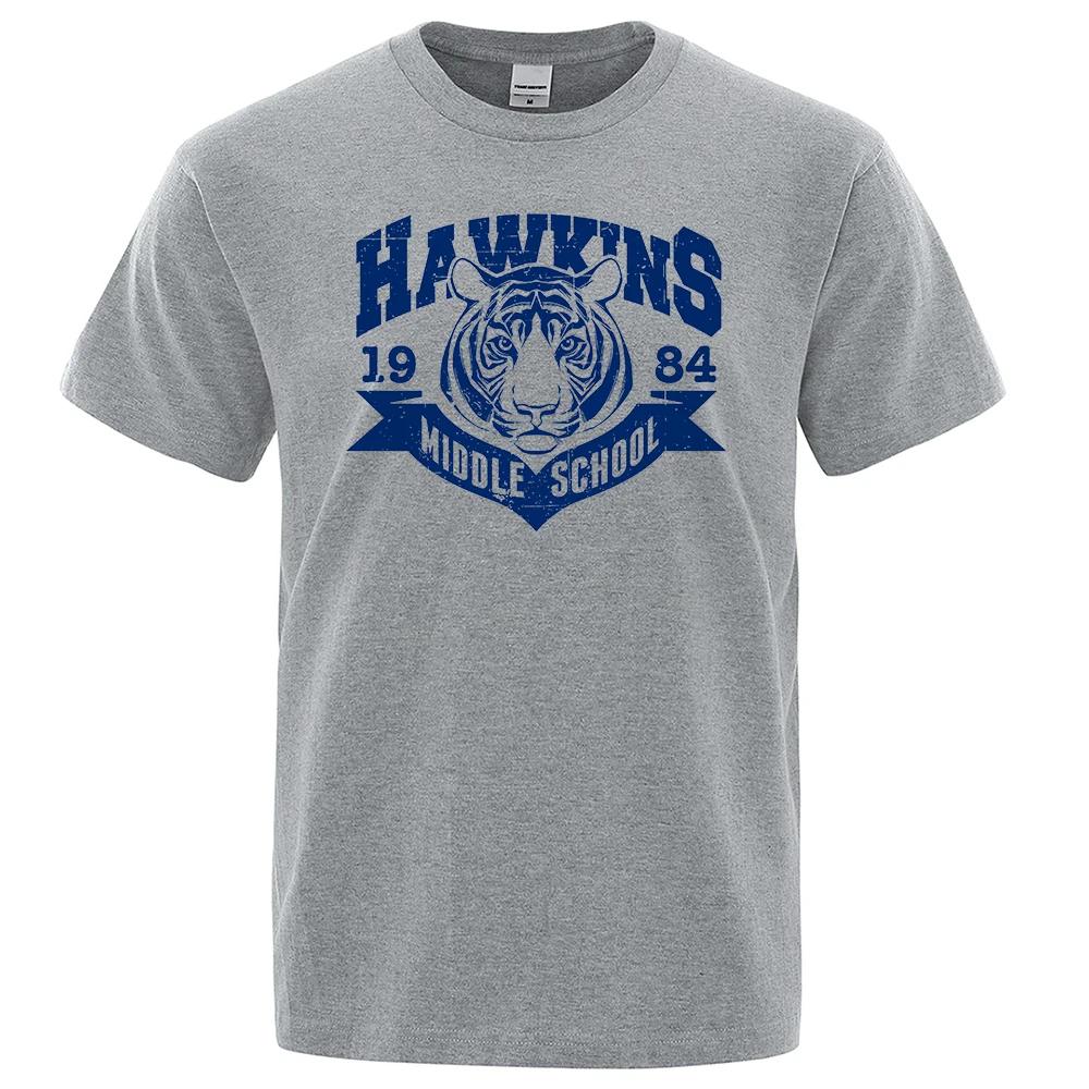 Hawkins Middle School Tigers Funny Printed T-Shirts For Loose Cotton Clothing O-Neck Breathable Oversize Short Sleeve Tshirt