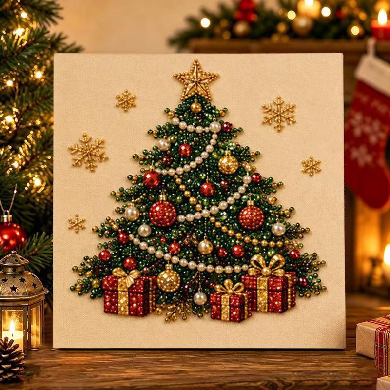 Christmas Diamond Painting Kit Pearl Art Santa Claus Framed DIY Craft for Home Wall Decor Holiday Gift
