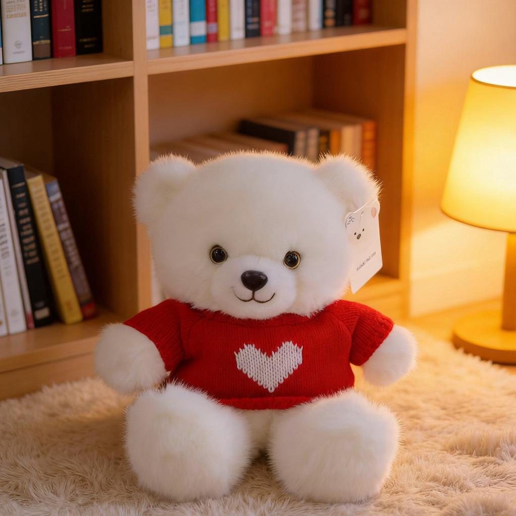 Teddy Bear Plush Toy With Heart Sweater For Kids And Adults