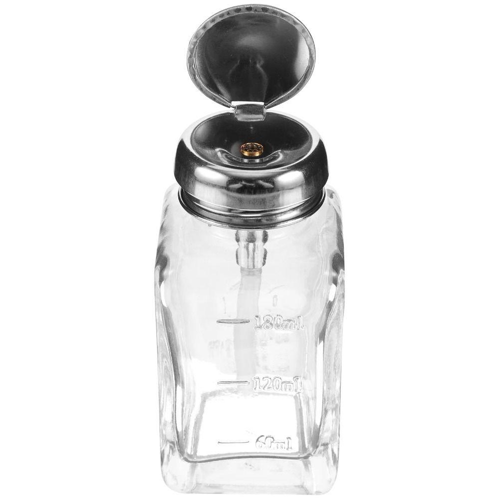 

Glass Clear Refillable Bottle Square Liquid Pump Dispenser Bottle Makeup Remover
