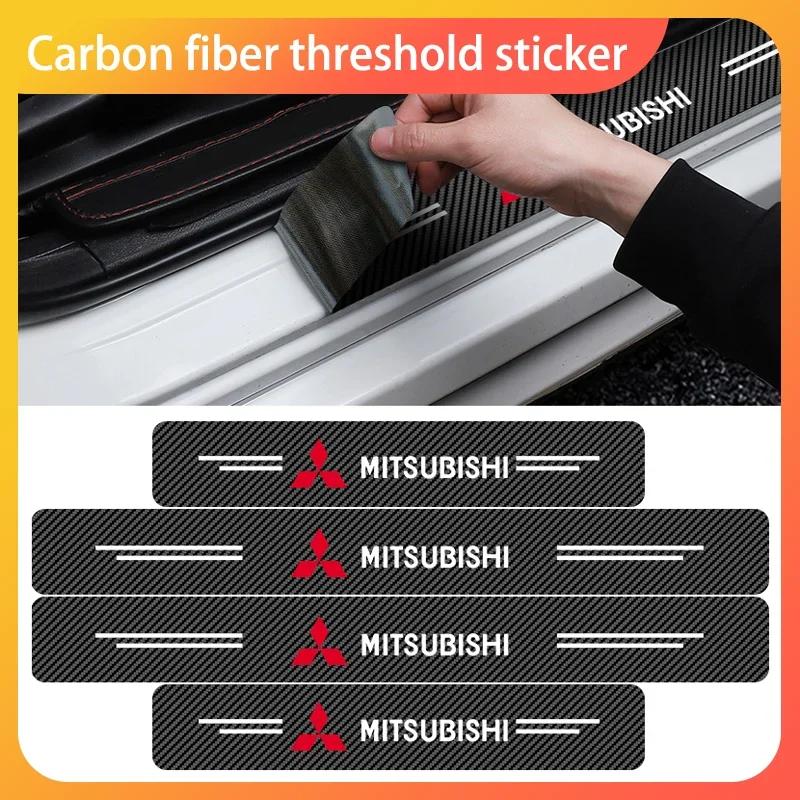 pdsh9 Car Door Sill Carbon Fiber Sticker Threshold Side Anti Scratch Tape Waterproof For Mitsubishi Motors Metal Label Sticker Label