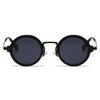 Vintage Rock Punk Sunglasses Small Round Frame Black Lens Wide Bridge Unisex Driving Eyewear Retro Style