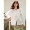 ELLE Women's French Style Pure Cotton Drawstring White Shirt