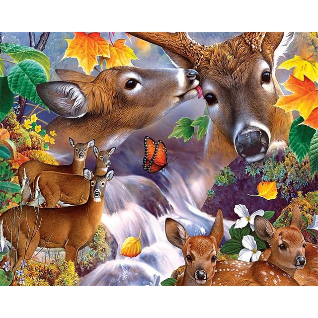 40x50cm DIY Painting By Numbers Animal Scenery HandPainted Oil Painting
