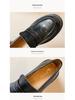 Weiwei Girl Vintage Slip-On Loafers: Chunky Heel, Thick-Soled, British-Style Women's Leather Shoes.