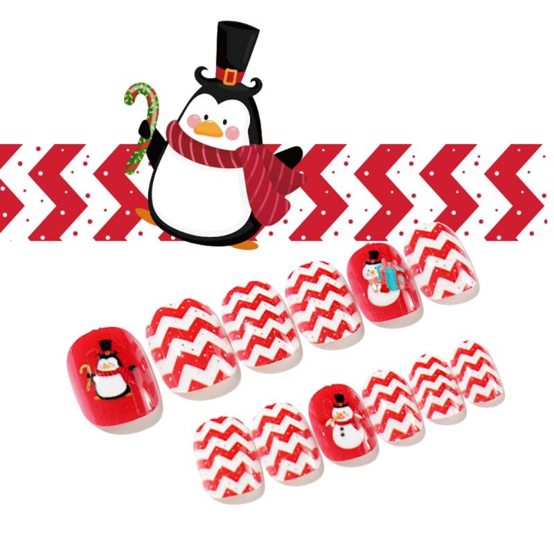 Nails Full Cover Tips Christmas Press On Nails Short Child/Adult Fake Nails Press Self-adhesive Nail Tips Cute Kids