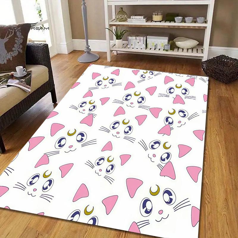 Sailor Moon5 Flannel Pattern Square Carpet,Area Rug,Carpet Rug for Living Room Bedroom Sofa Playroom Decor,Non-slip Floor Mat