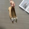 720500 bow rhinestone high heels 2026 autumn new French pointed thin heel temperament shallow mouth