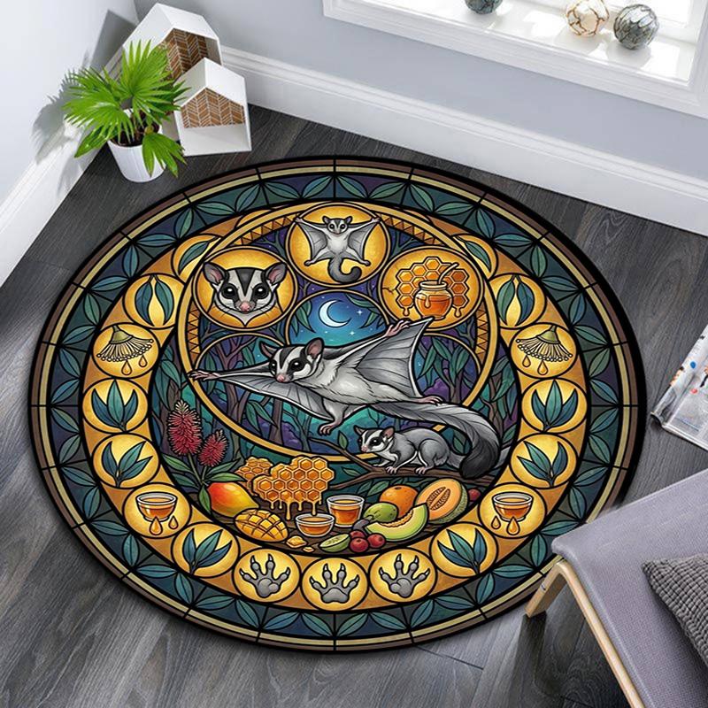 Hamsters Glass Journey Round Area Rug Under Office Chairs Bedroom Living Room Home Decor