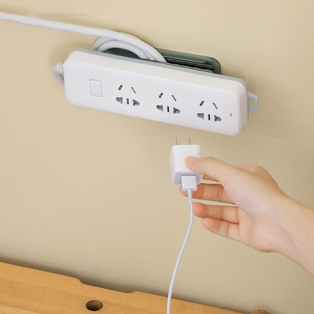 Wall-Mounted Plug Fixer 2in1 Cable Organizer New Power Strip Holder Home Decor
