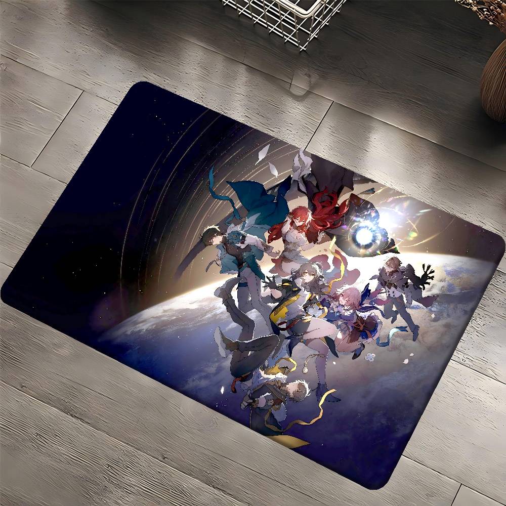 

H-Honkai Star Rail Floor Mat INS Style Soft Bedroom Floor House Laundry Room Mat Anti-skid Household Carpets 40x60 cm