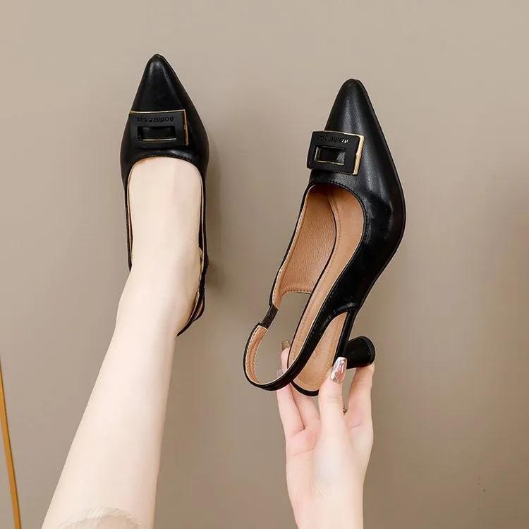 

Женские босоножки на высоком каблуке, сексуальные туфли для вечеринок, дизайнерские летние тапочки с острым носком, женские новые модные шлепанцы, туфли-лодочки, слайдеры 42 чёрный