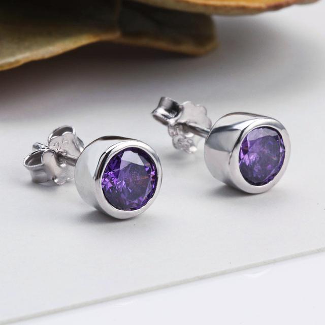 

Серьги Cellacity из стерлингового серебра S925, мужские и женские универсальные серьги-гвоздики, классические серьги-гвоздики унисекс для влюбленных, круглые серьги 5 мм с аметистом