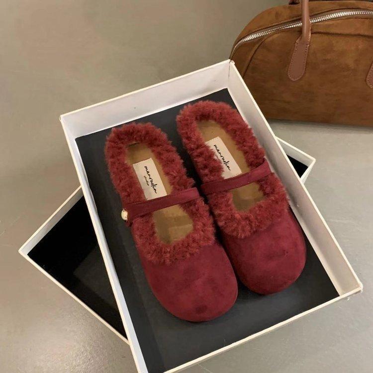Gentle Fairy Fluffy Shoes Girl 2025 Autumn and Winter New French Lazy One-pedal Leopard Print Velvet Bag Head Half Slippers