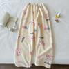 Hello Kitty Damen Fleecegefütterte Pyjamahose - Warmer Korallfarbener Flanell für Herbst und Winter