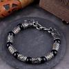 Goth Hiphop Dragon Head Men Bracelet Viking Rune Beads Cuff Wristband Couple Jewelry Fashion Accessories