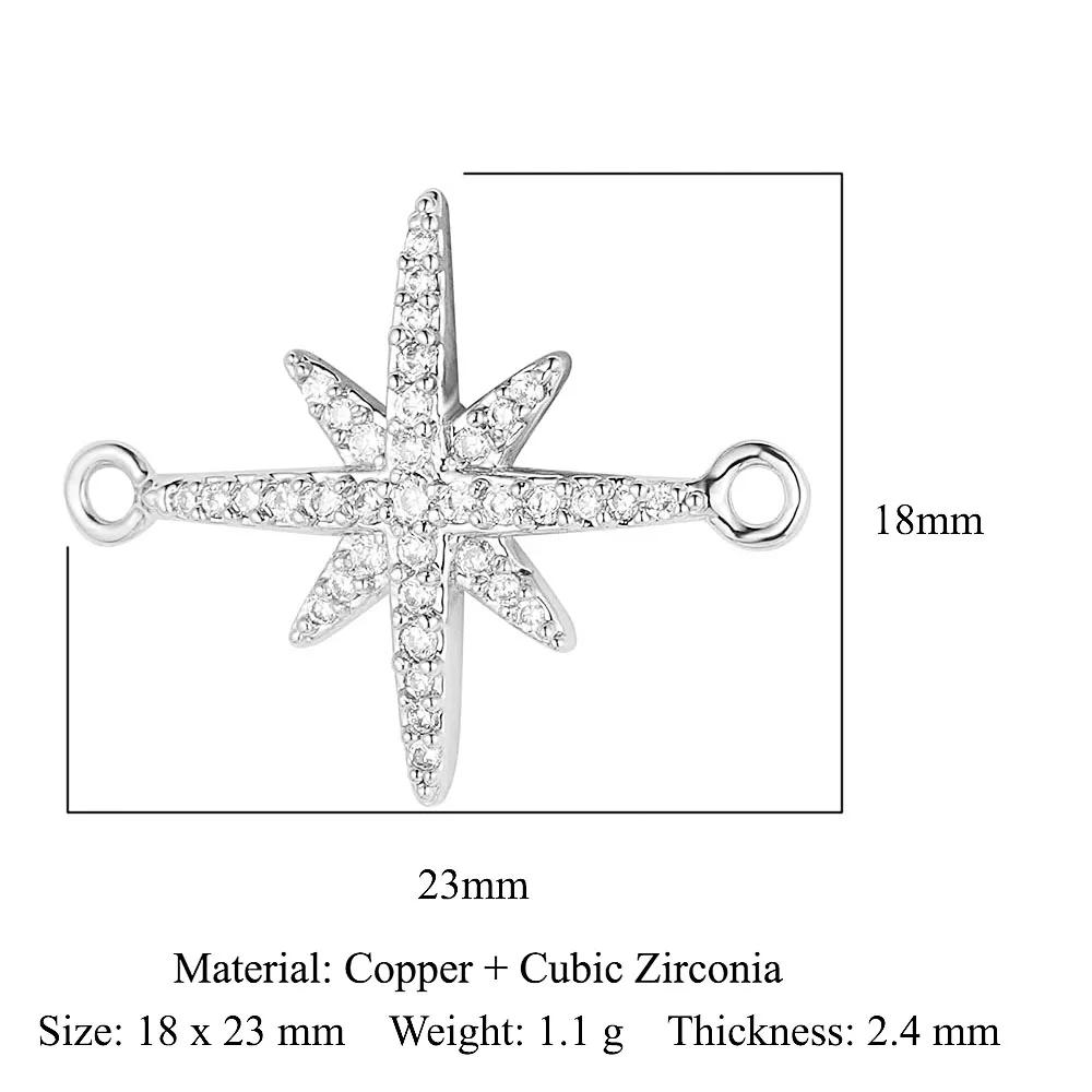 Crown Heart Bowknot Brass CZ Connector Charm Butterflry Corss Angel Bee Evil Eye Star Bracelet Making DIY Jewelry