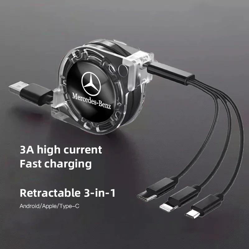 CET1 2025 Hot For Benz Car Interior 3 In 1 Fast Charger USB Data Cable Accessory For Mercedes Benz AMG E S C A B Class GLE GLS CLS GL