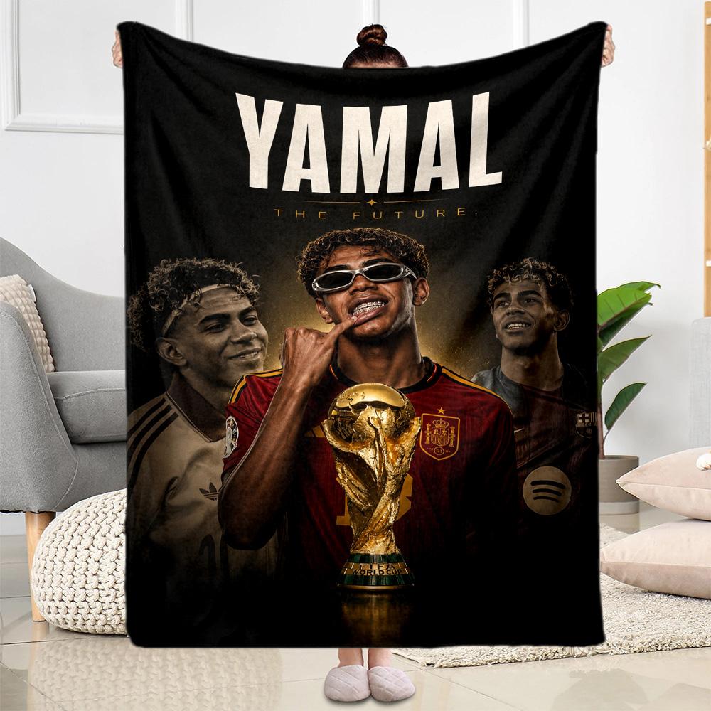 Lamine Yamal's Zukunfts-Fußball-Decke Ultra-Weich Toll für Bett Bürostuhl Büro für Alle Jahreszeiten Verspieltes Design Geburtstag Weihnachtsgeschenk Decke