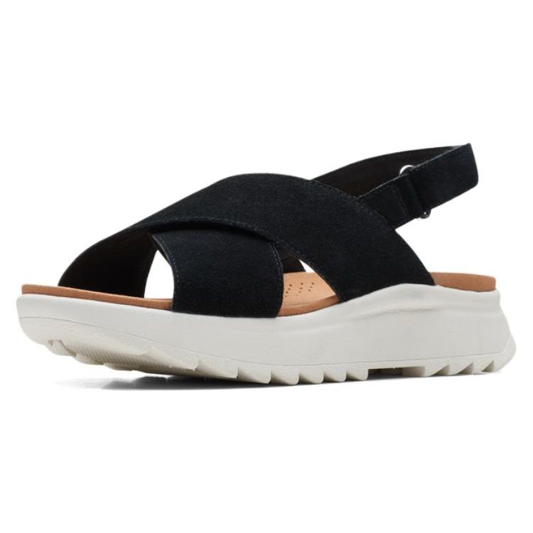 Clarks Two-Layer Cowhide Simple Comfortable Fashion Sandals Women sandals Black 261719484
