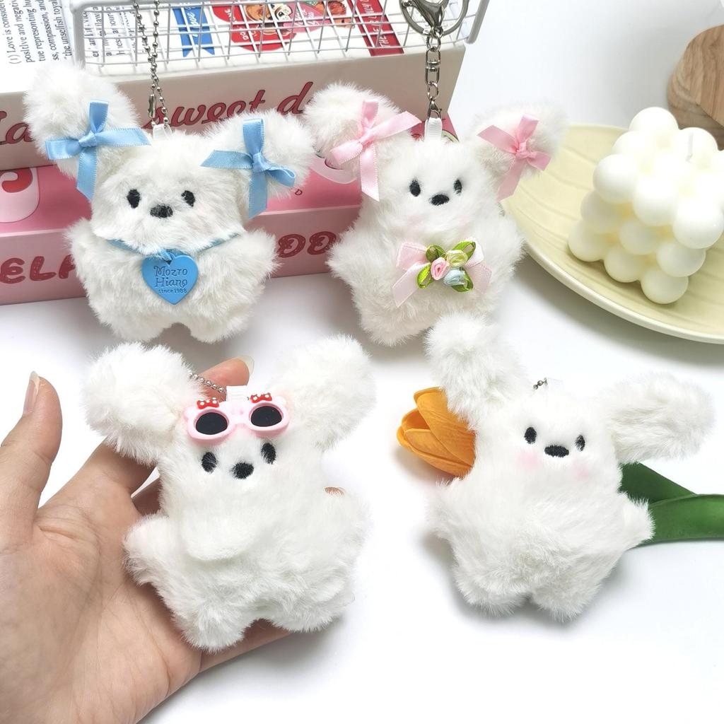 Flying Rabbit Plush Pendant: Cute Bow & Sunglasses Keychain - Perfect Small Gift or Souvenir