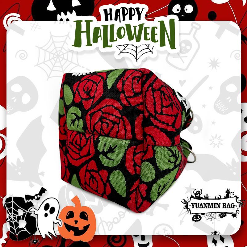 Gothic Halloween Rosen Totenkopf Eimer Tasche - Große Kapazität Party Tragetasche