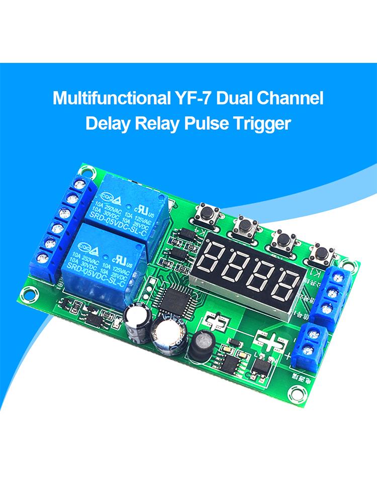 YF-7 Dual-Channel Delay Relay Module Pulse Trigger Cycle Timer 0.01s-999m 7-30V Delay Relay Switch Module