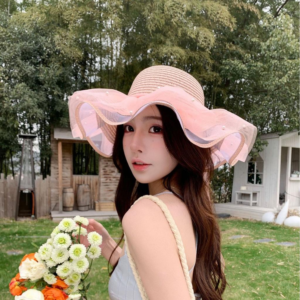 Straw Hat Women'S Summer Outdoor Leisure Sunshade Vacation Sun Hat Versatile Windproof Breathable Sunscreen Hat