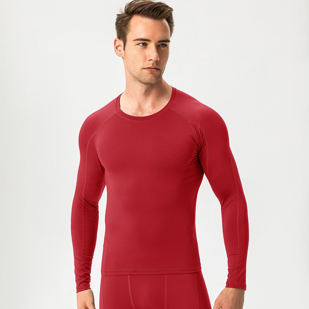 Shirt Men'S Fashionable Slim Fit Solid Color Long Sleeved Business Cotton And Linen Men'S Casual Sports Fitness Base Clothes Top