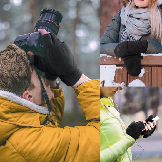 1 Pair Warm Gloves Good Fluffy Delicate Fleece Covered Winter Flip Top Mittens for Photographing