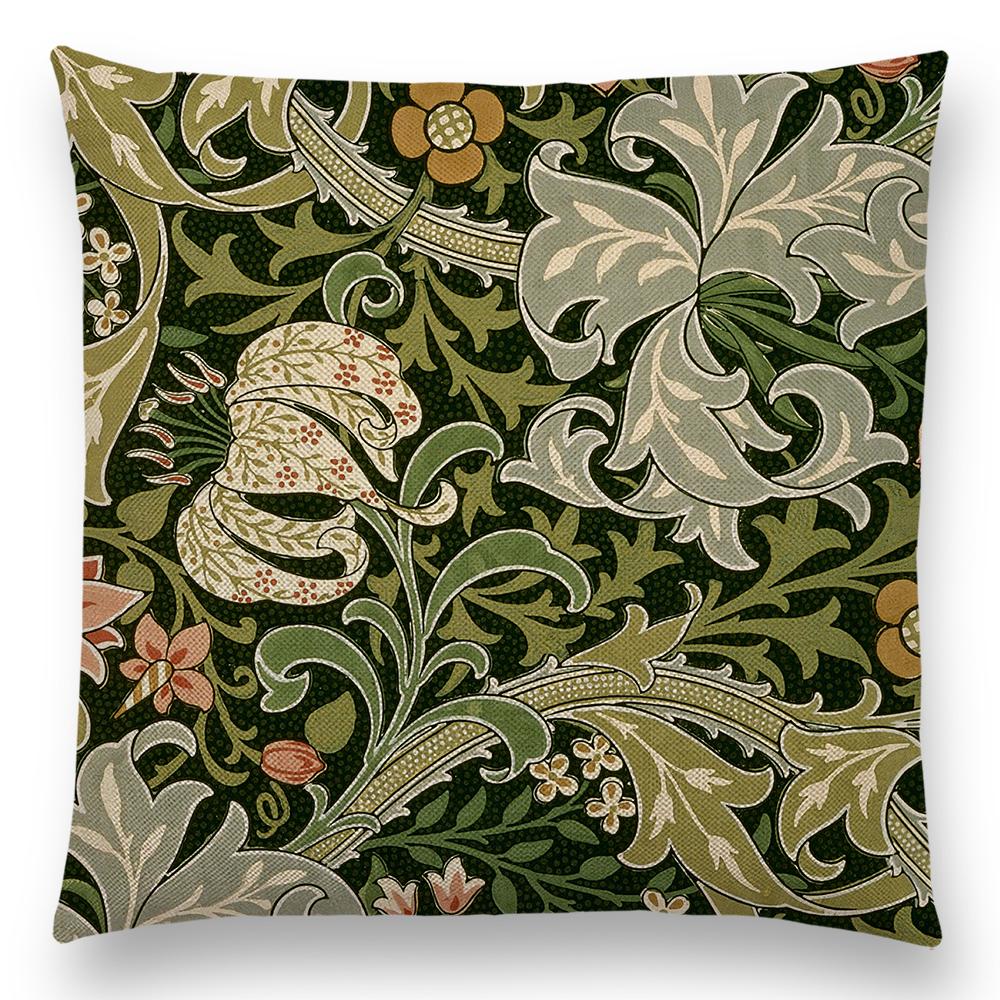 William Morris Thief Roter Kissenbezug, Leinen, Luxus-Überwurfkissen, Heimdekoration für Sofa, Wohnzimmer, Kissenbezug, 40 cm/45 cm/50 cm/60 cm