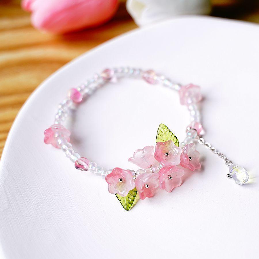 Новый национальный стиль цветок бахрома бусины кристалл рисовые бусины браслет Мори фея нишевый браслет женский хипстер