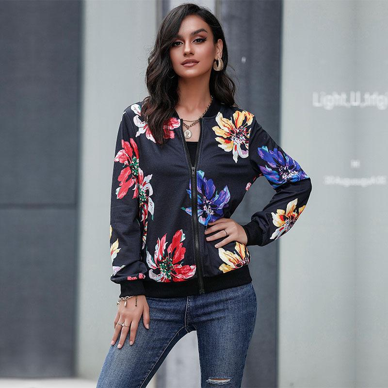 Casual Trend Vielseitige Mode Jacke Damen Bedruckter Mantel Baseball Kleidung